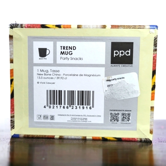 New PPDesign Gift Boxed Porcelain Mug, 13.5 oz, by Vicki Sawyer - Party Snacks. - Picture 6 of 7